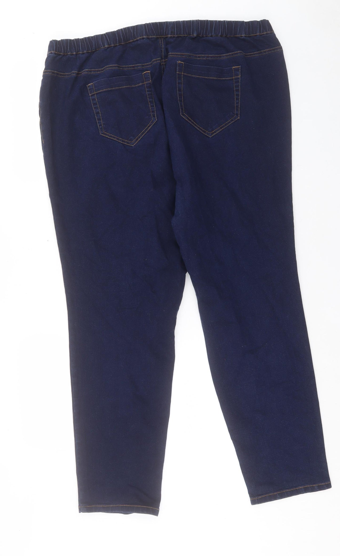 Evans Womens Blue Cotton Jegging Trousers Size 22 L28 in Regular