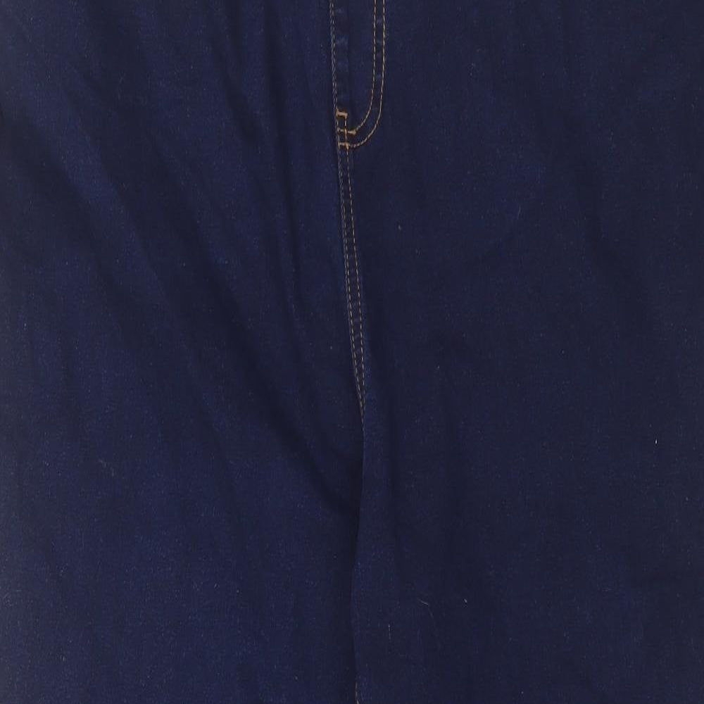 Evans Womens Blue Cotton Jegging Trousers Size 22 L28 in Regular