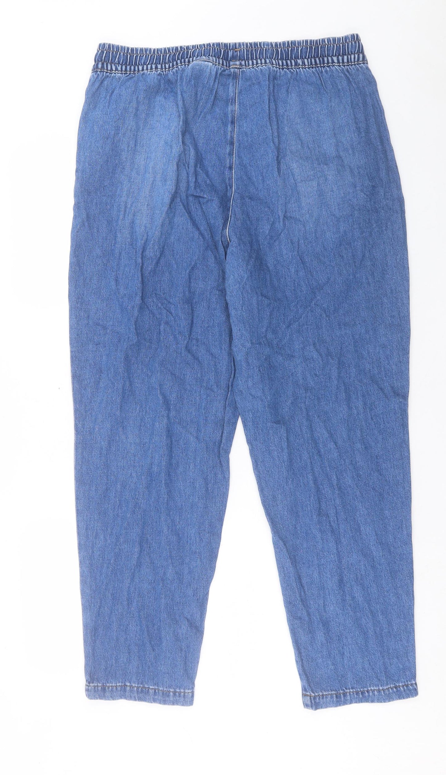 NEXT Womens Blue Cotton Straight Jeans Size 16 L29 in Regular Drawstring