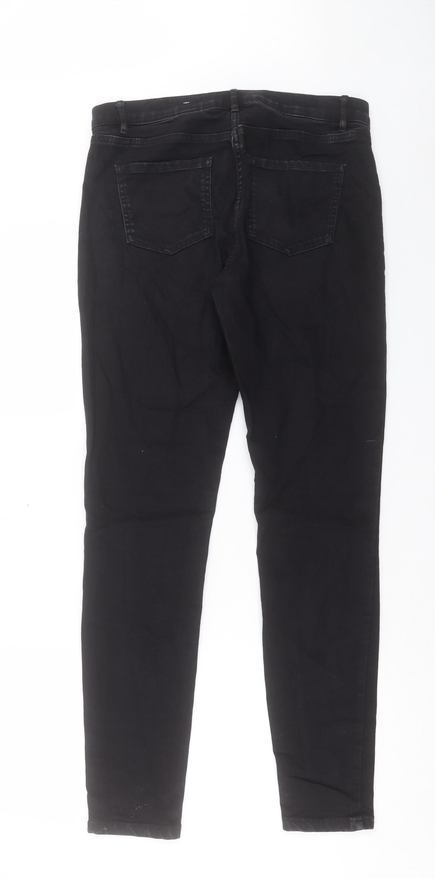 NEXT Womens Black Cotton Skinny Jeans Size 12 L31 in Regular Button