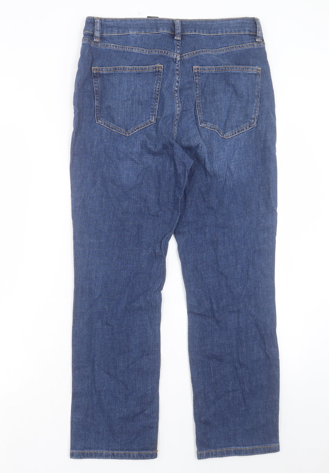 NEXT Womens Blue Cotton Straight Jeans Size 10 L27 in Slim Button
