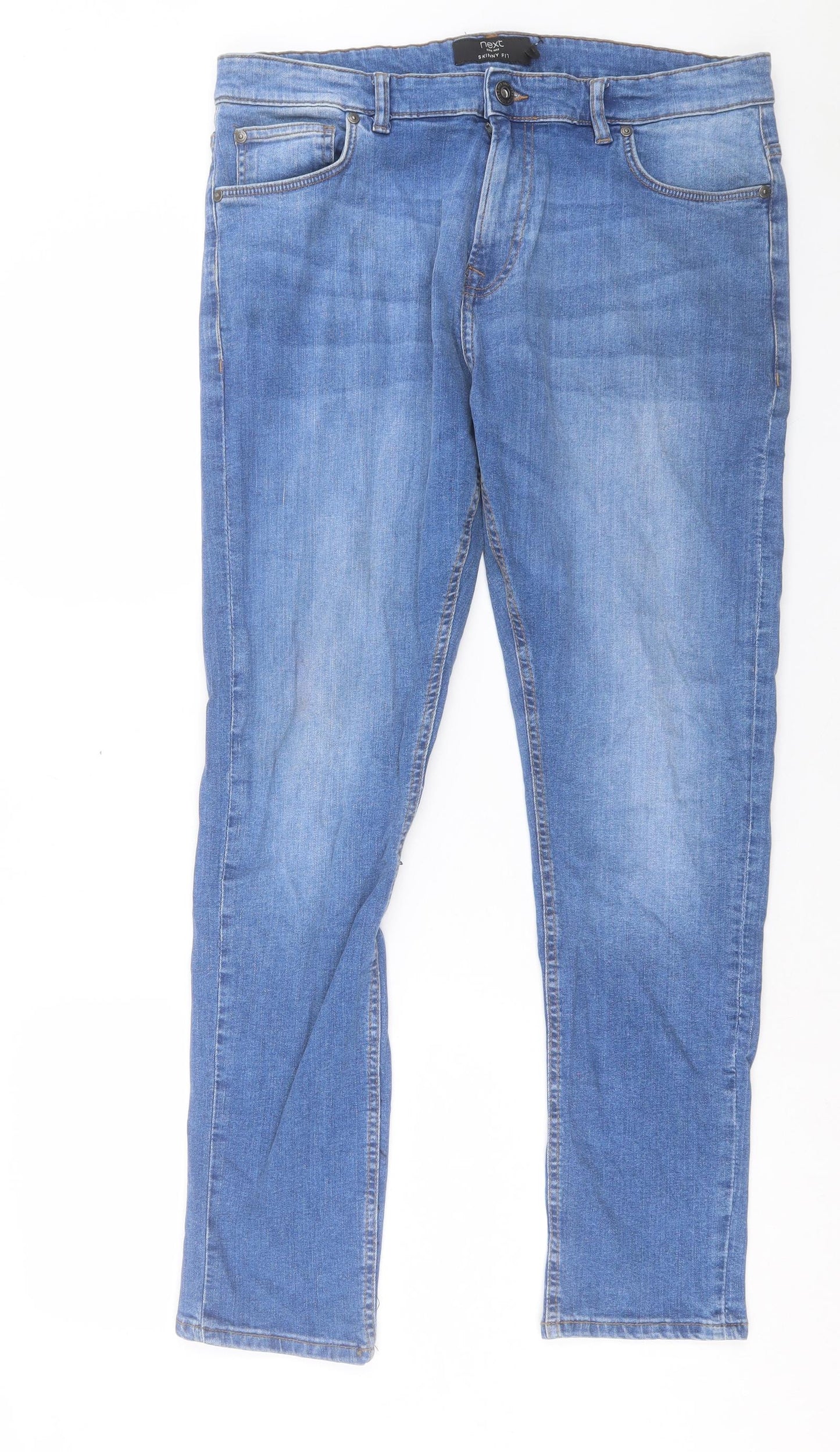 NEXT Mens Blue Cotton Skinny Jeans Size 34 in L31 in Regular Button