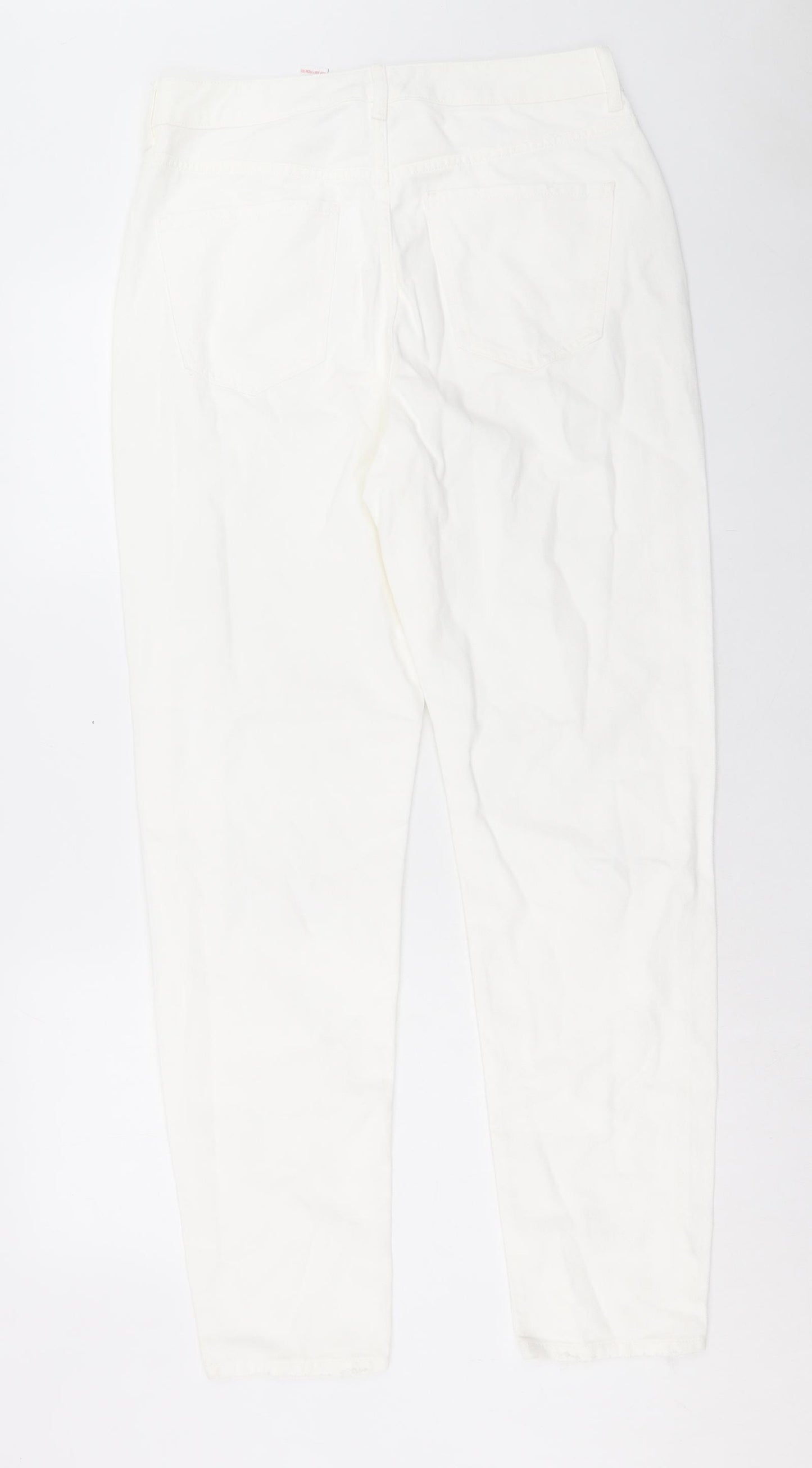 NEXT Womens White Cotton Mom Jeans Size 12 L32 in Regular Button