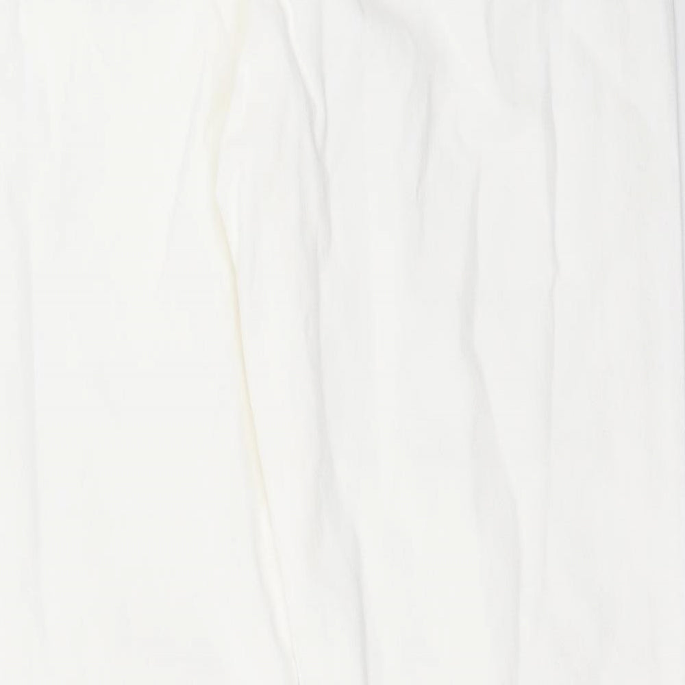 NEXT Womens White Cotton Mom Jeans Size 12 L32 in Regular Button