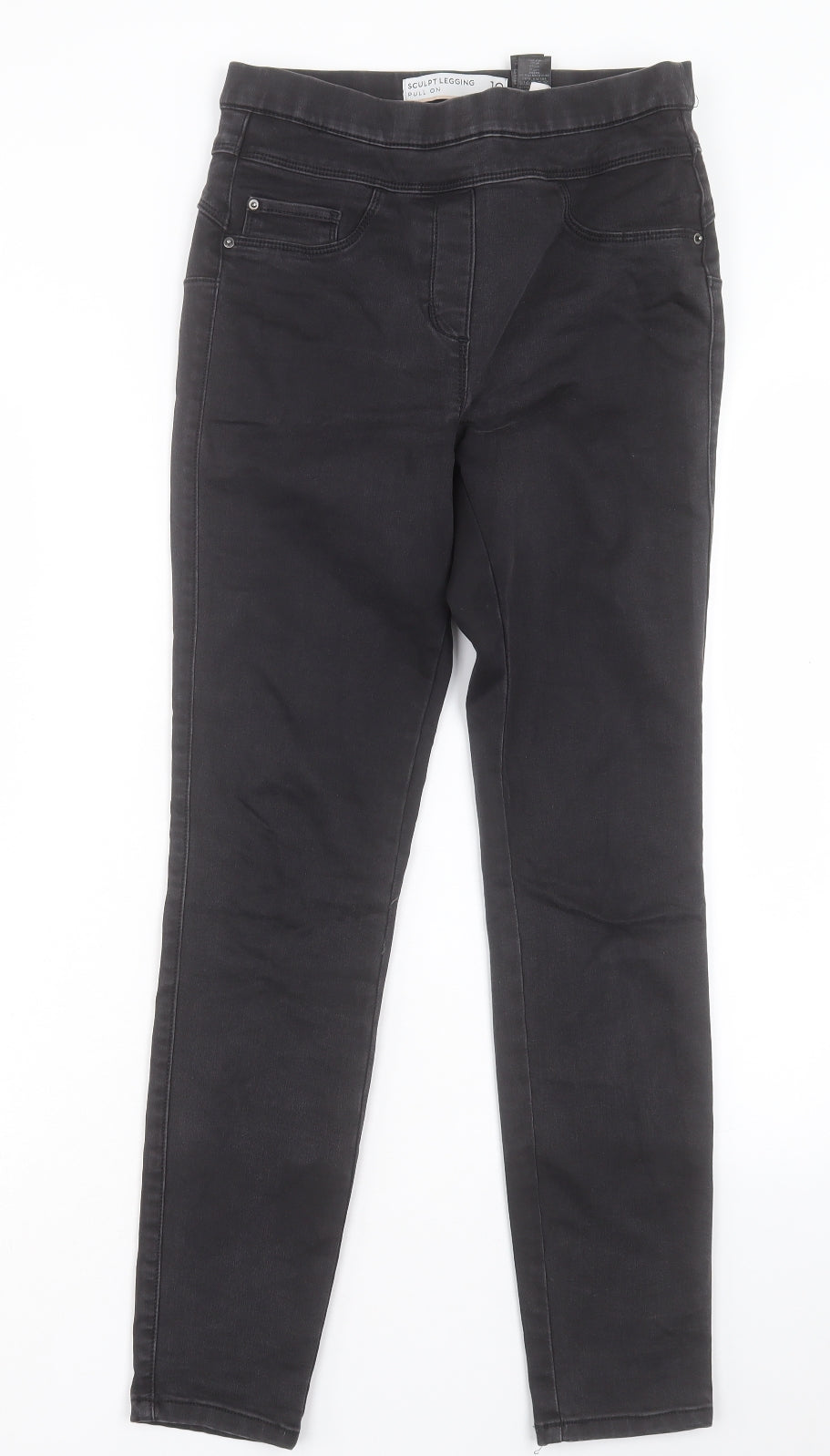 NEXT Womens Black Cotton Jegging Trousers Size 10 L29 in Regular