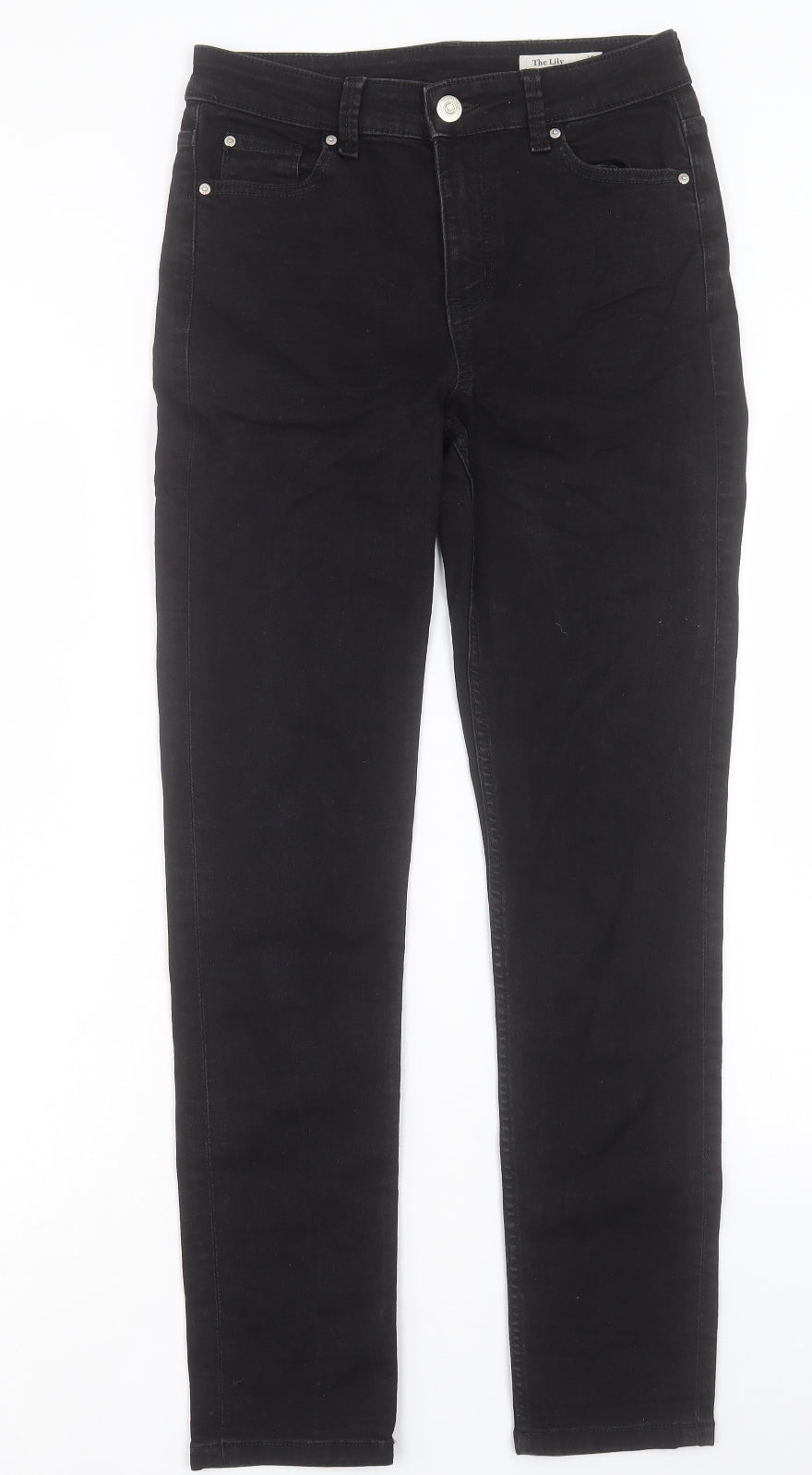 Marks and Spencer Womens Black Cotton Straight Jeans Size 10 L29 in Slim Button
