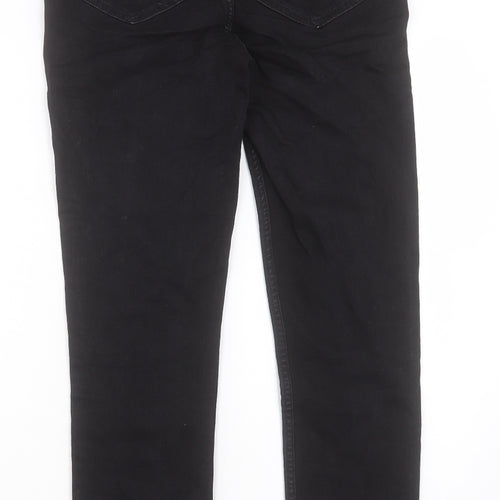 Marks and Spencer Womens Black Cotton Straight Jeans Size 10 L29 in Slim Button