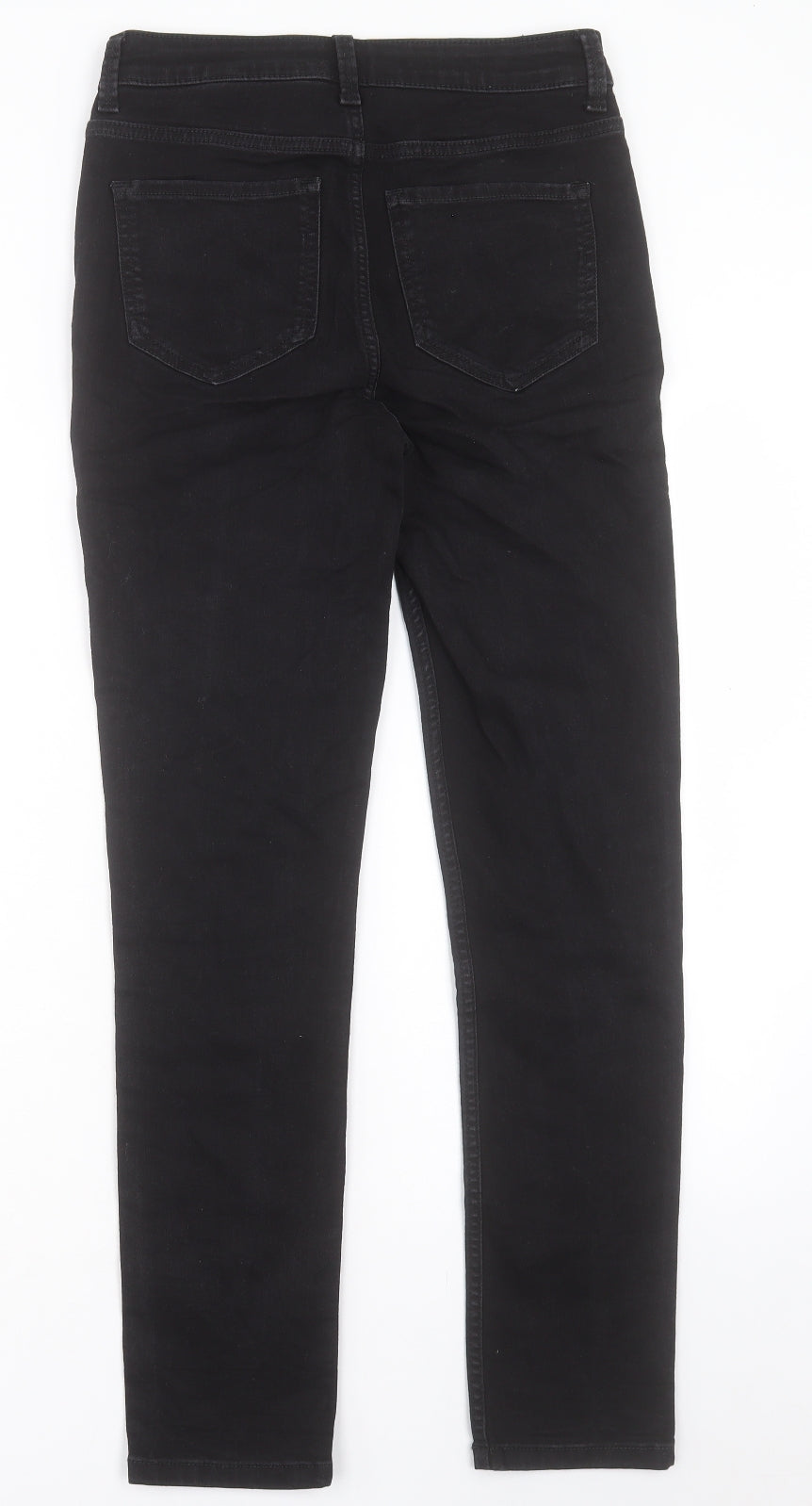 Marks and Spencer Womens Black Cotton Straight Jeans Size 10 L29 in Slim Button