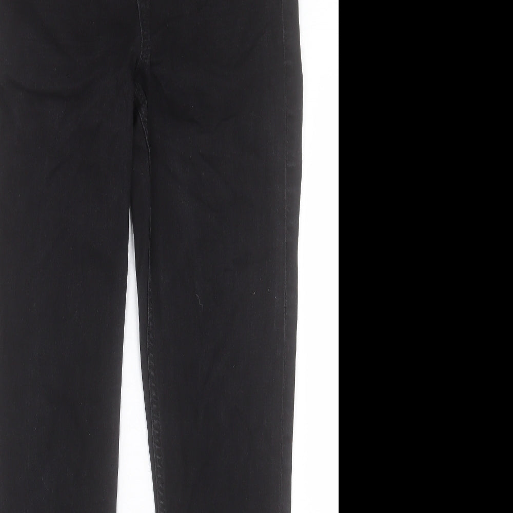 Marks and Spencer Womens Black Cotton Straight Jeans Size 10 L29 in Slim Button