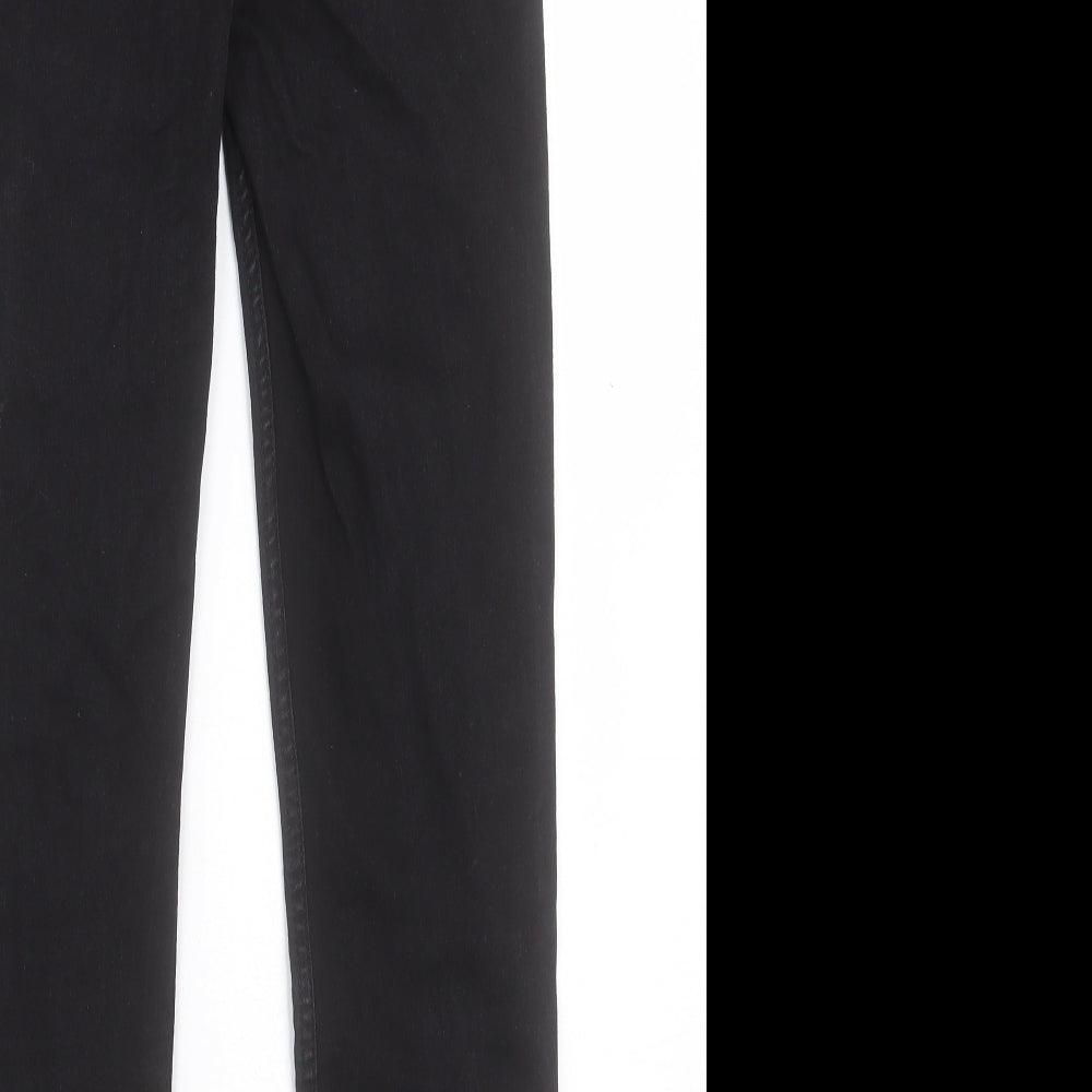 Marks and Spencer Womens Black Cotton Straight Jeans Size 10 L29 in Slim Button