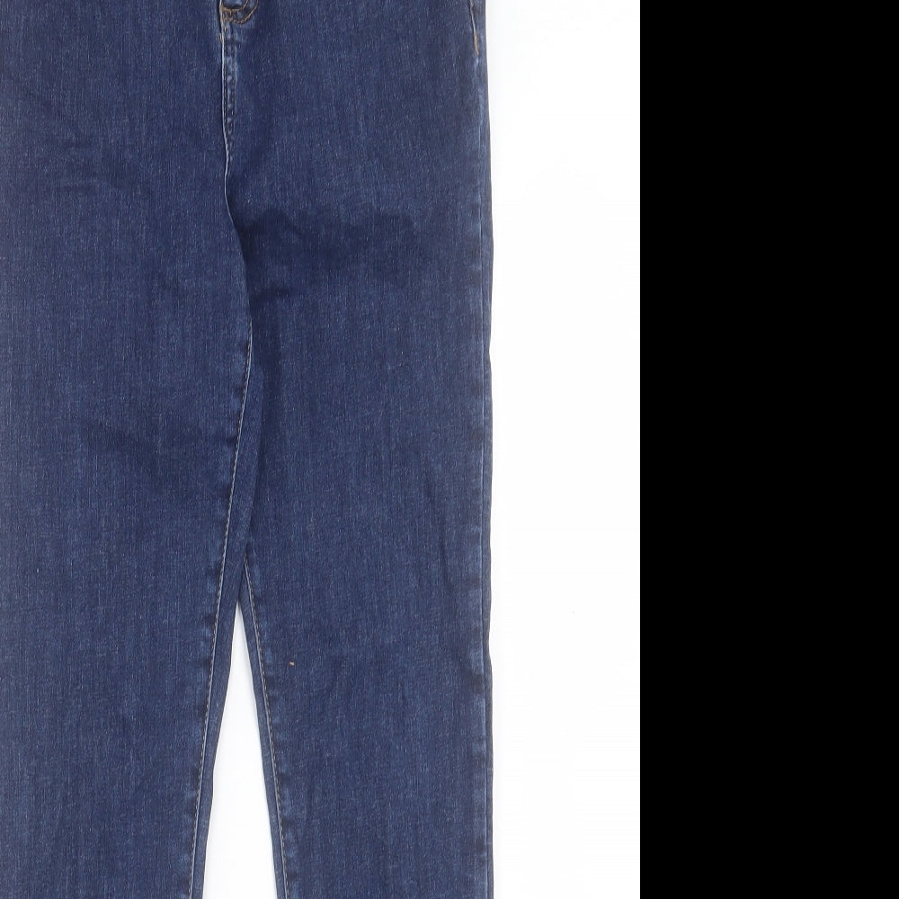 Lipsy Womens Blue Cotton Skinny Jeans Size 12 L29 in Regular Button