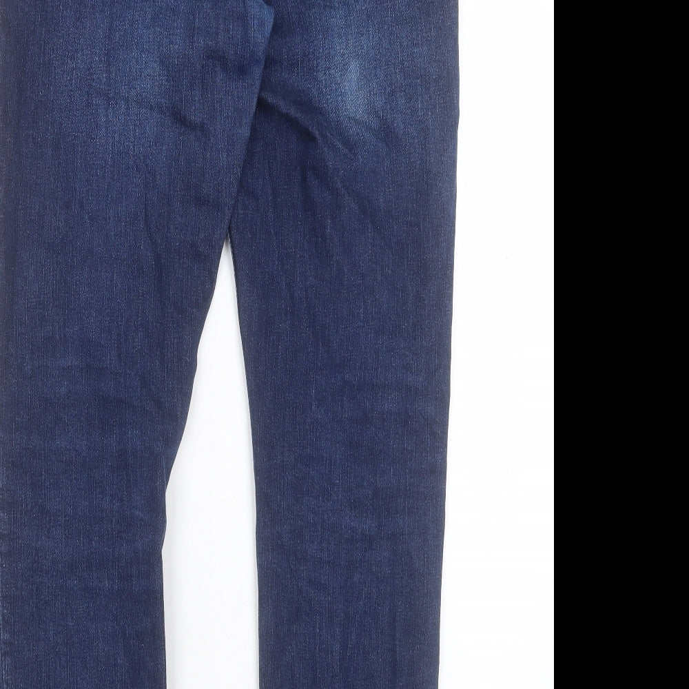River Island Mens Blue Cotton Straight Jeans Size 34 in L30 in Regular Button
