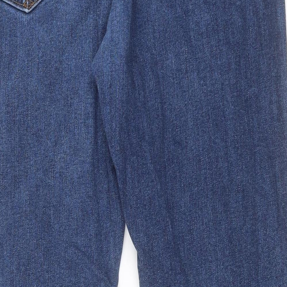 Marks and Spencer Mens Blue Cotton Straight Jeans Size 36 in L31 in Regular Button
