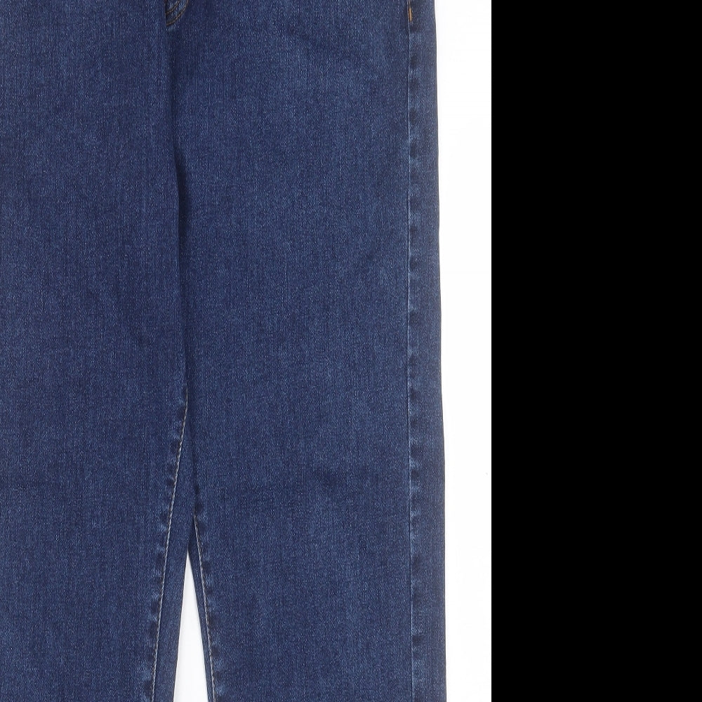 Marks and Spencer Mens Blue Cotton Straight Jeans Size 36 in L31 in Regular Button