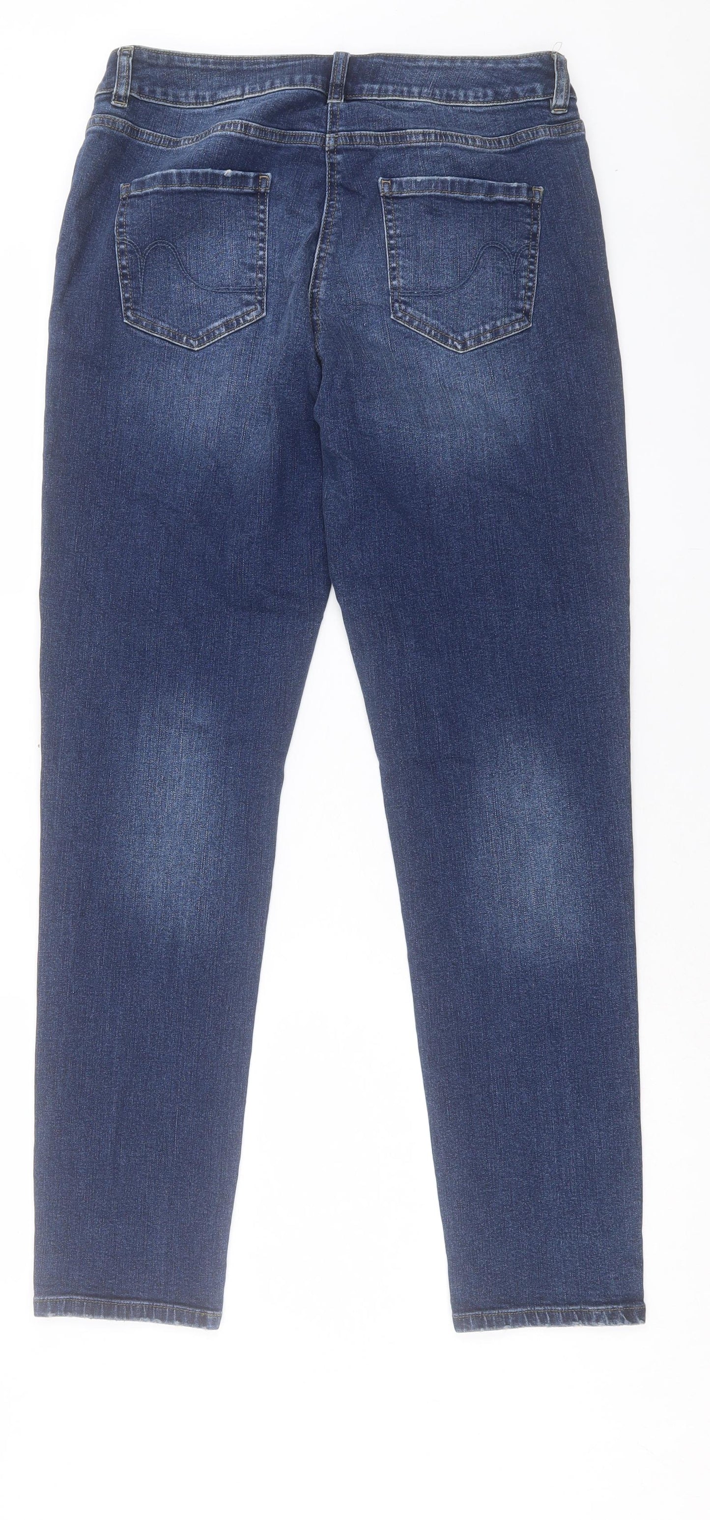 NEXT Womens Blue Cotton Skinny Jeans Size 12 L31 in Relaxed Button