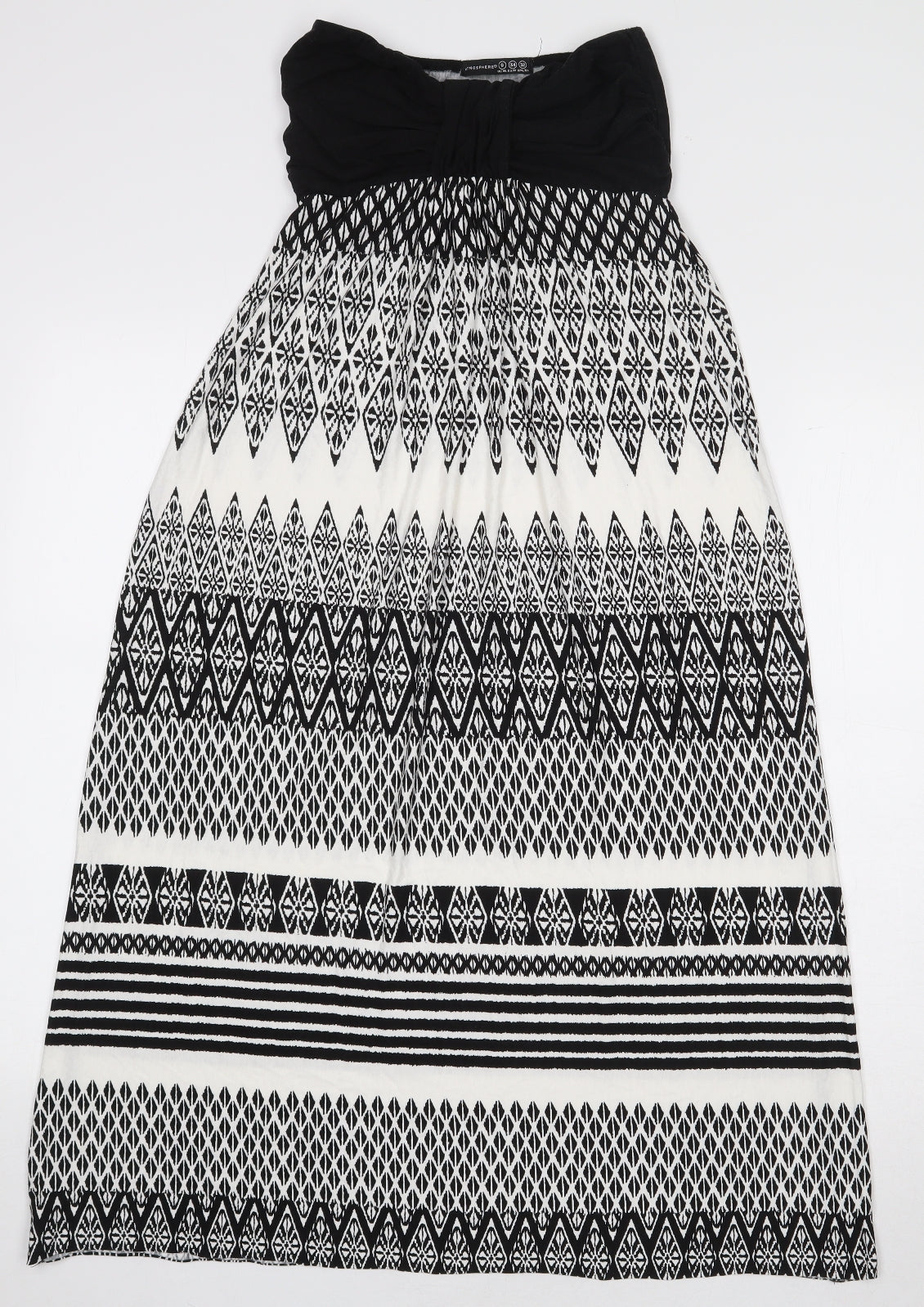 Atmosphere Womens Black Geometric Cotton Maxi Size 6 Off the Shoulder Pullover