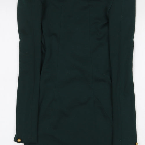 Missguided Womens Green Polyester Mini Size 6 V-Neck Pullover - Shoulder Pads