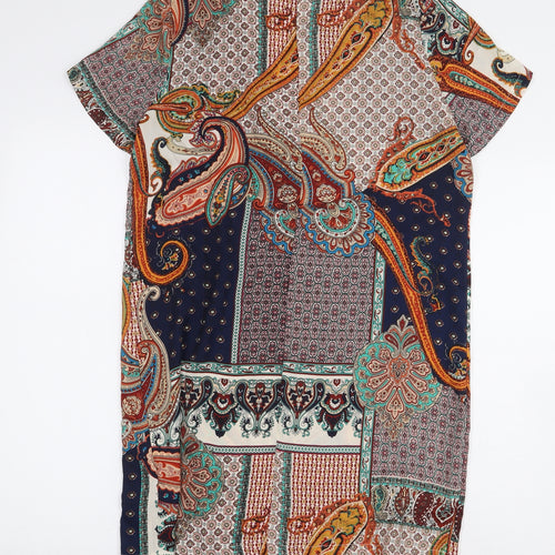 Glamorous Womens Multicoloured Paisley Polyester Basic Blouse Size S Scoop Neck