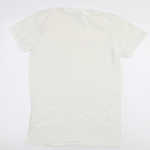Preworn Womens White 100% Cotton Basic T-Shirt Size S Round Neck - Congrats Hun