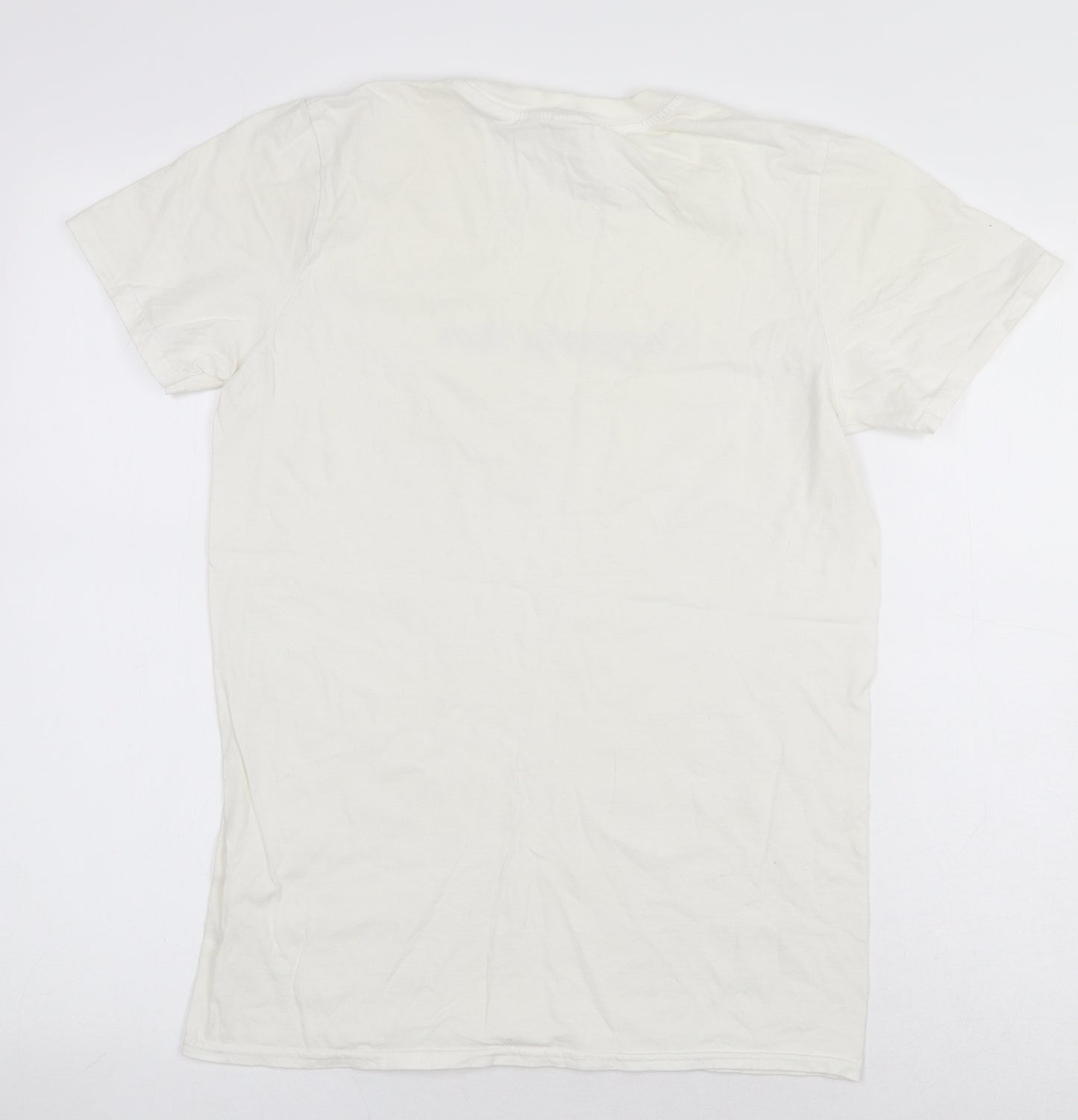 Preworn Womens White 100% Cotton Basic T-Shirt Size S Round Neck - Congrats Hun