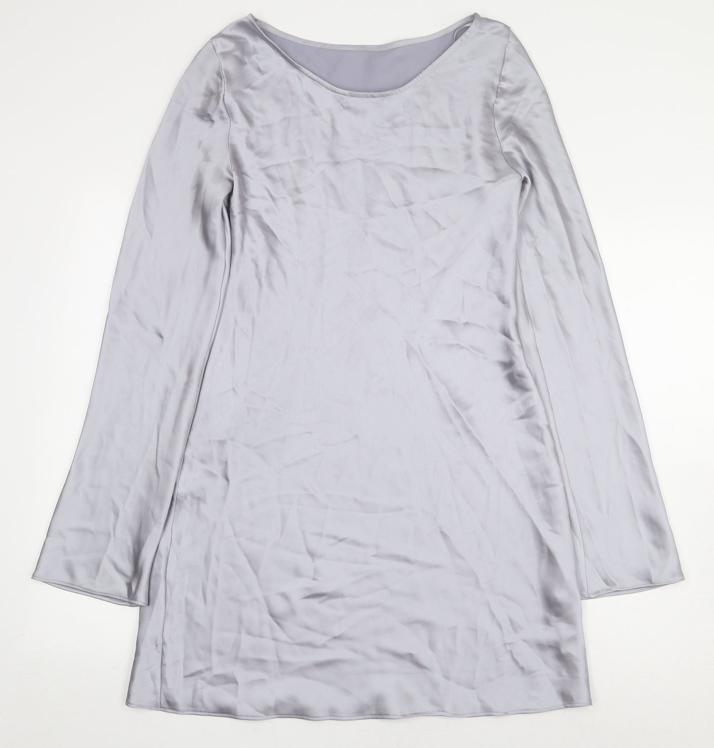 Zara Womens Grey Polyester A-Line Size M Boat Neck Zip