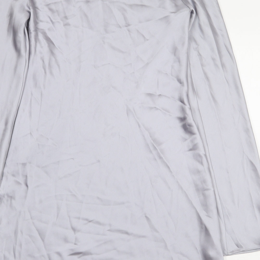 Zara Womens Grey Polyester A-Line Size M Boat Neck Zip