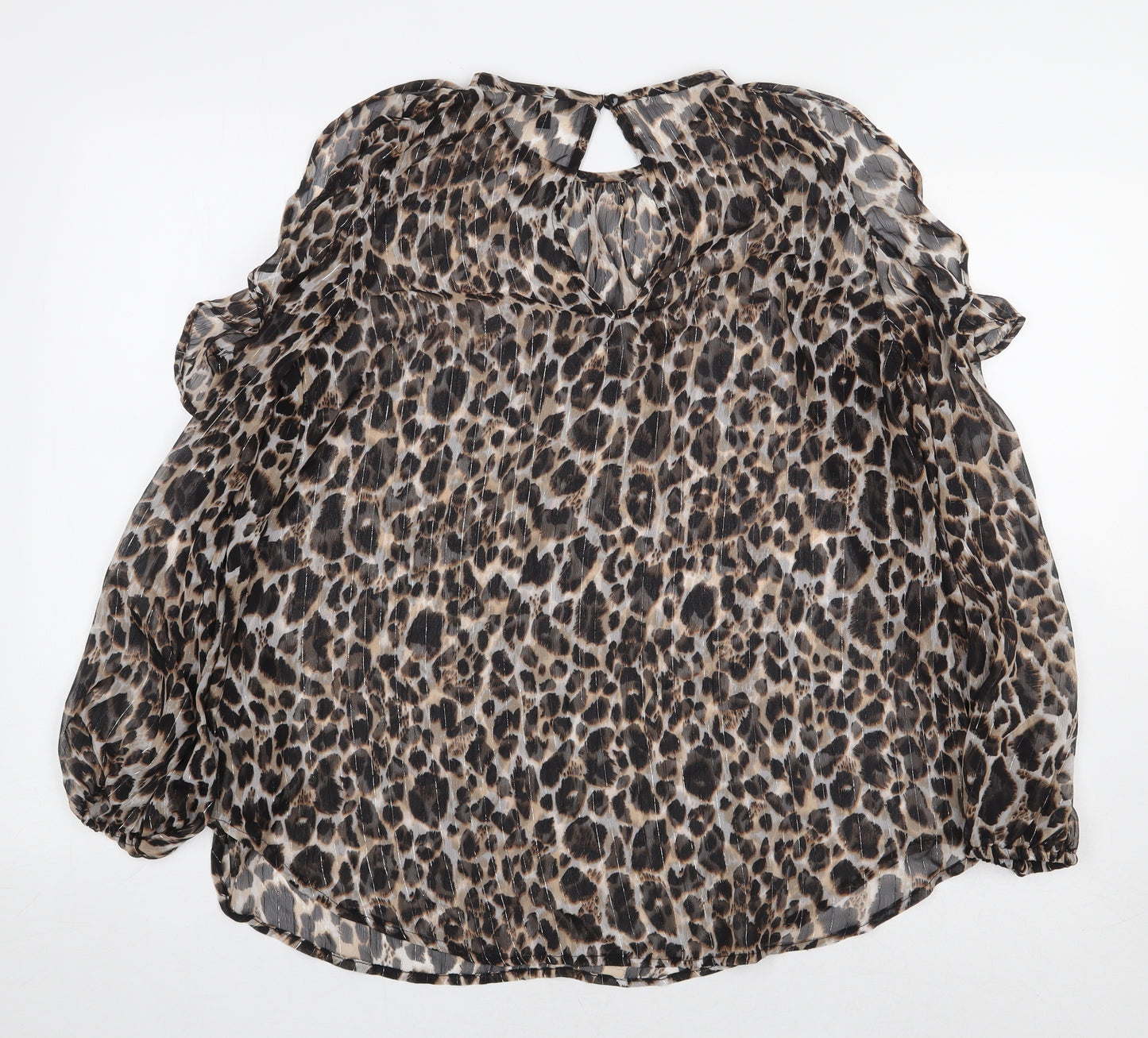 NEXT Womens Multicoloured Animal Print Polyester Basic Blouse Size 10 Boat Neck - Cold Shoulder Leopard Print