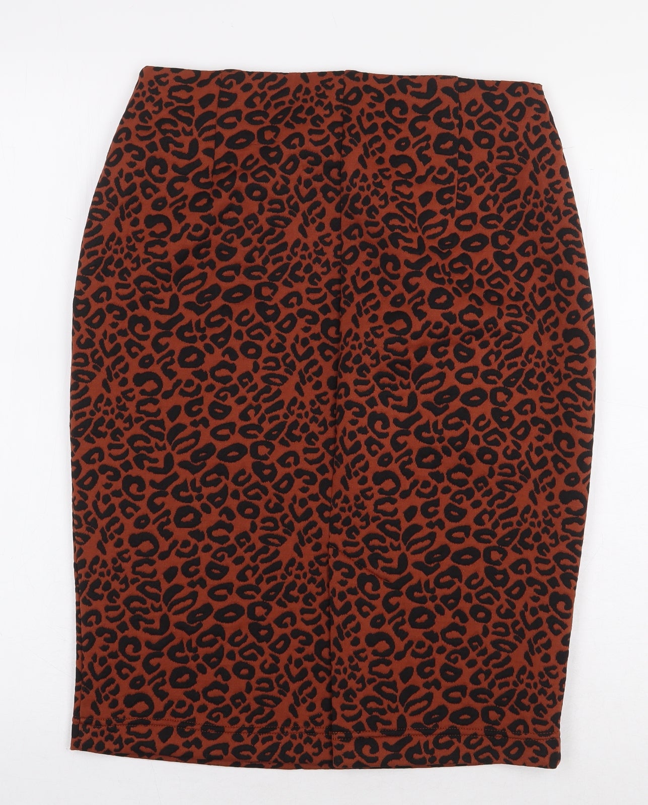 Marks and Spencer Womens Orange Animal Print Polyester Straight & Pencil Skirt Size 10 - Leopard Print