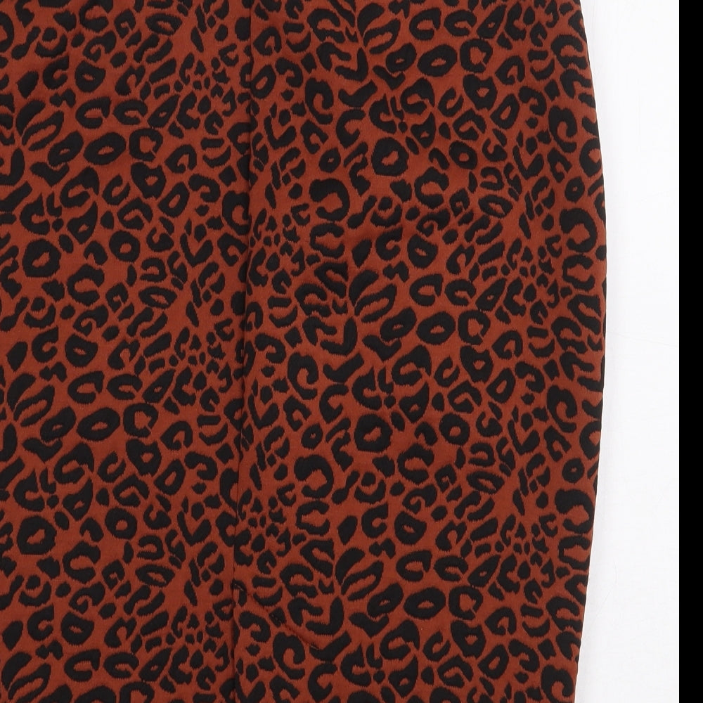 Marks and Spencer Womens Orange Animal Print Polyester Straight & Pencil Skirt Size 10 - Leopard Print