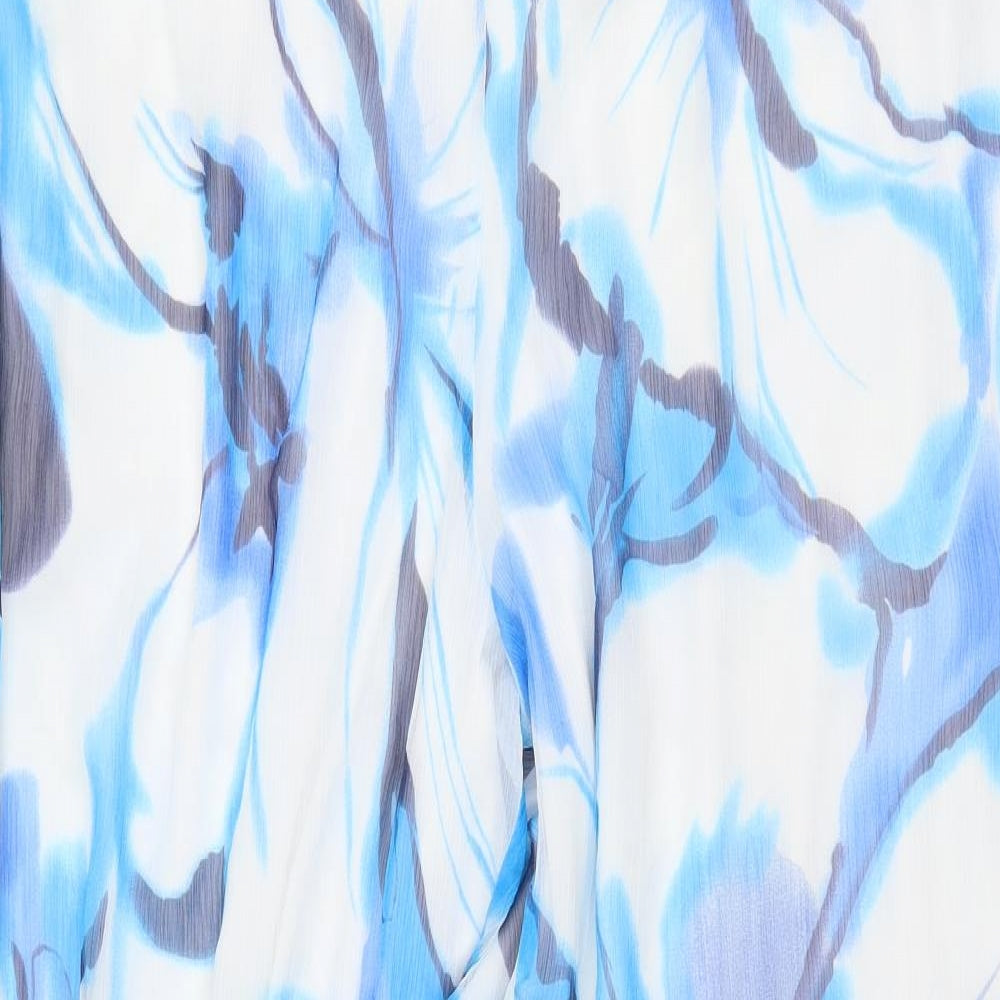 Ann Harvey Womens Blue Floral Polyester Trousers Size 24 L30 in Regular