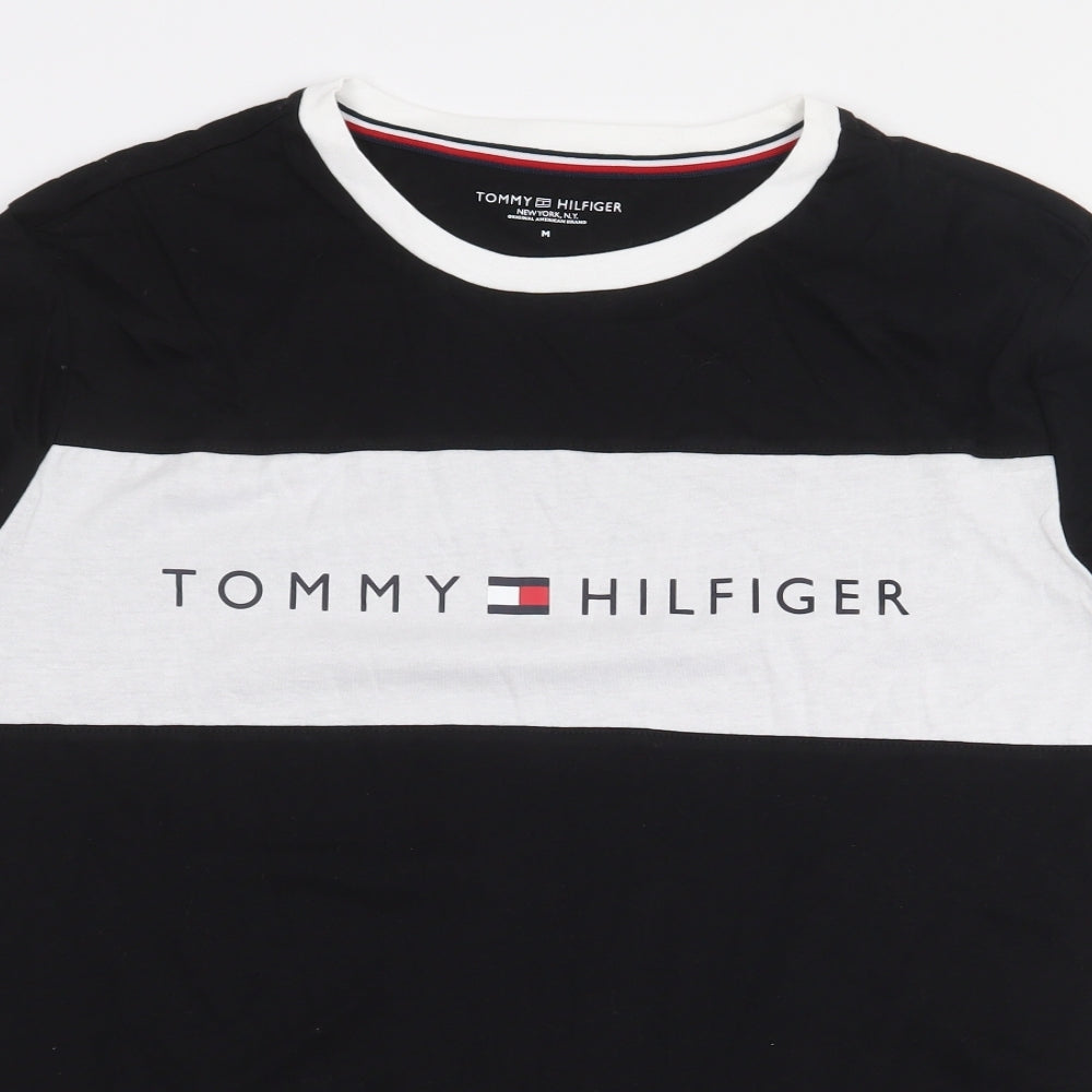 Tommy Hilfiger Womens Black Cotton Basic T-Shirt Size M Round Neck