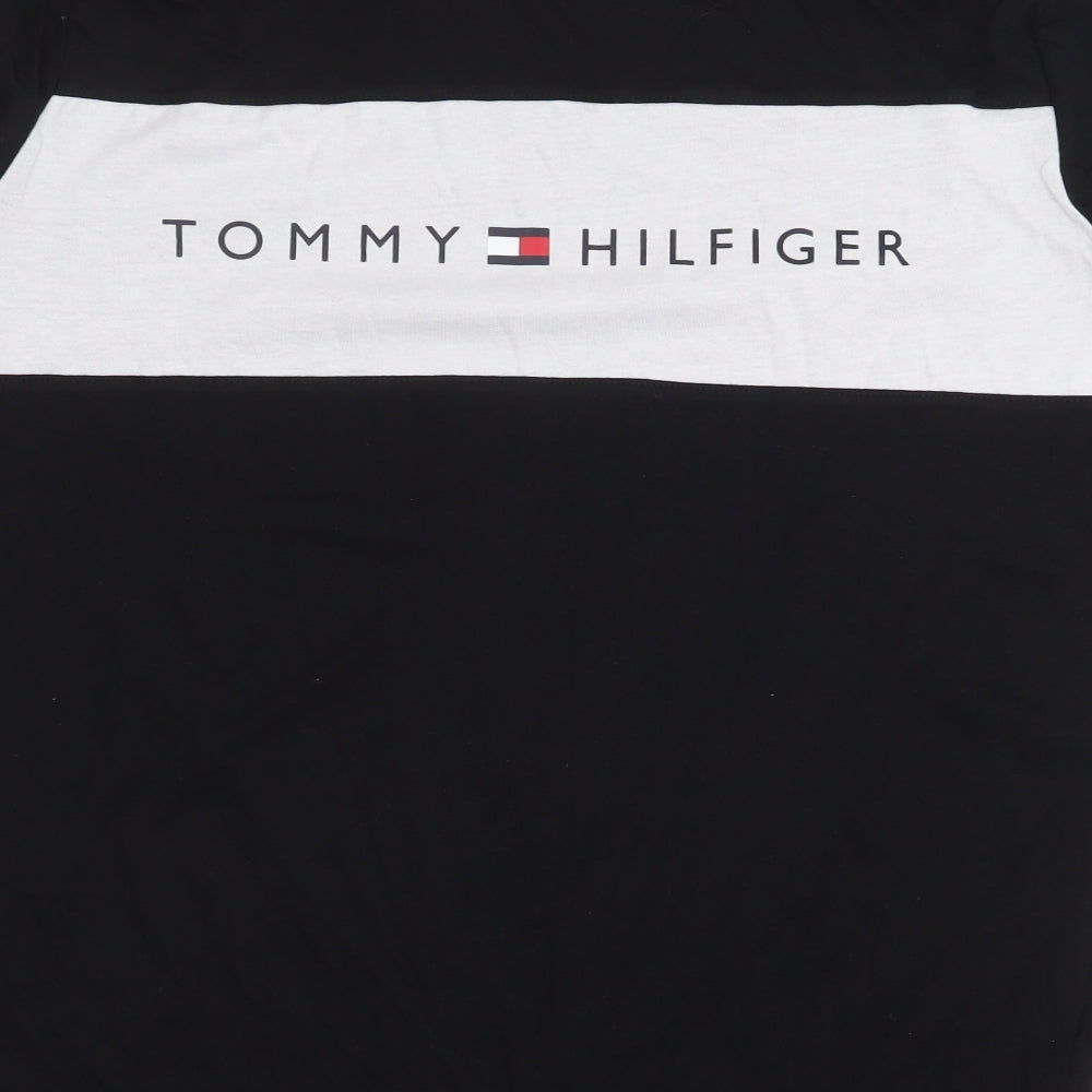 Tommy Hilfiger Womens Black Cotton Basic T-Shirt Size M Round Neck