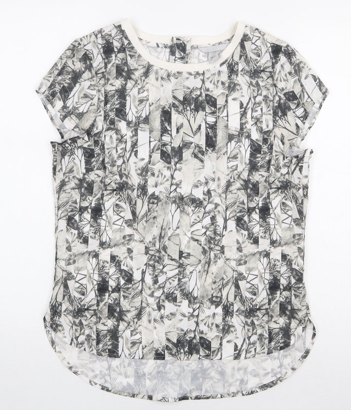H&M Womens Multicoloured Floral Polyester Basic Blouse Size 8 Scoop Neck