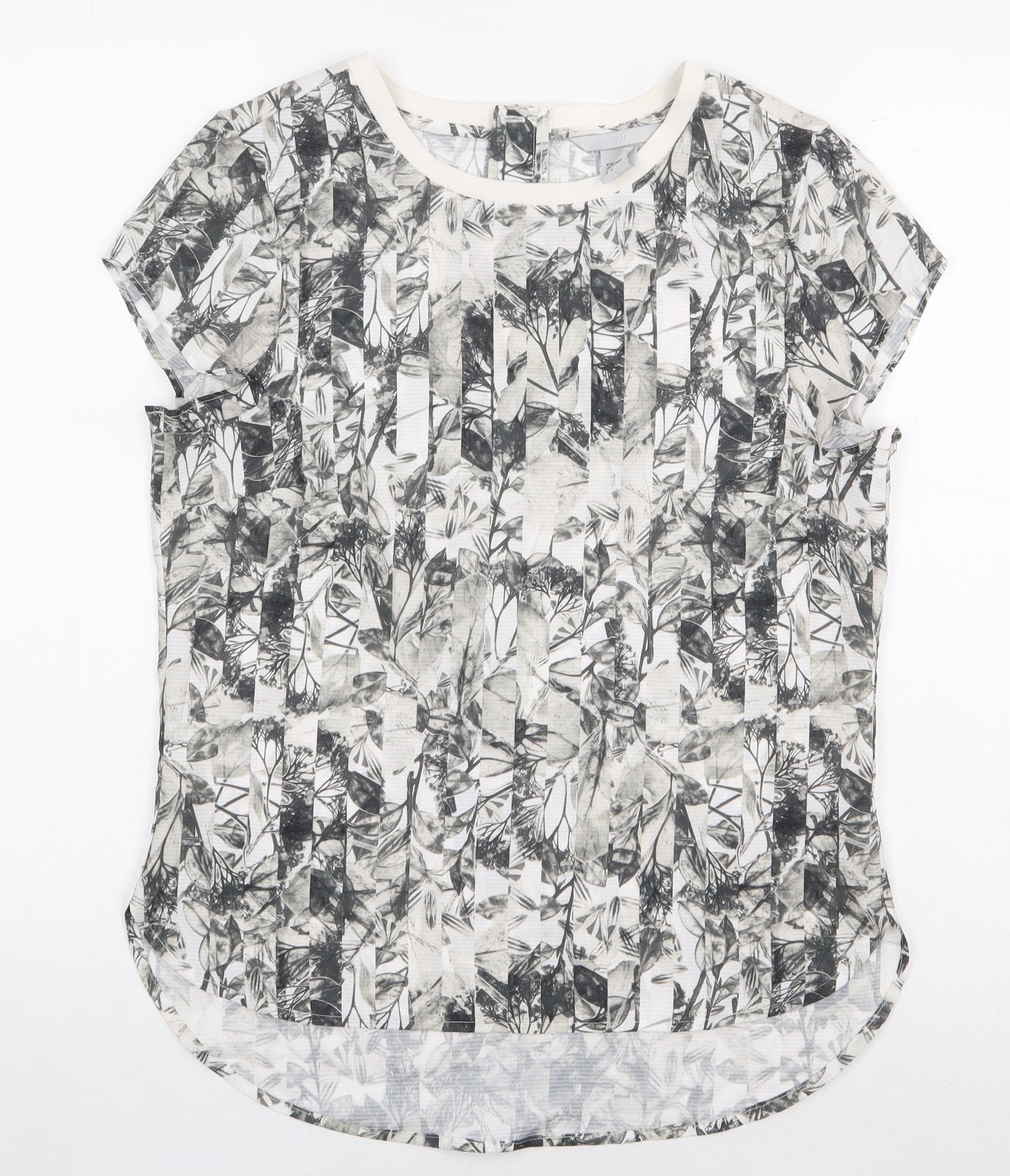 H&M Womens Multicoloured Floral Polyester Basic Blouse Size 8 Scoop Neck