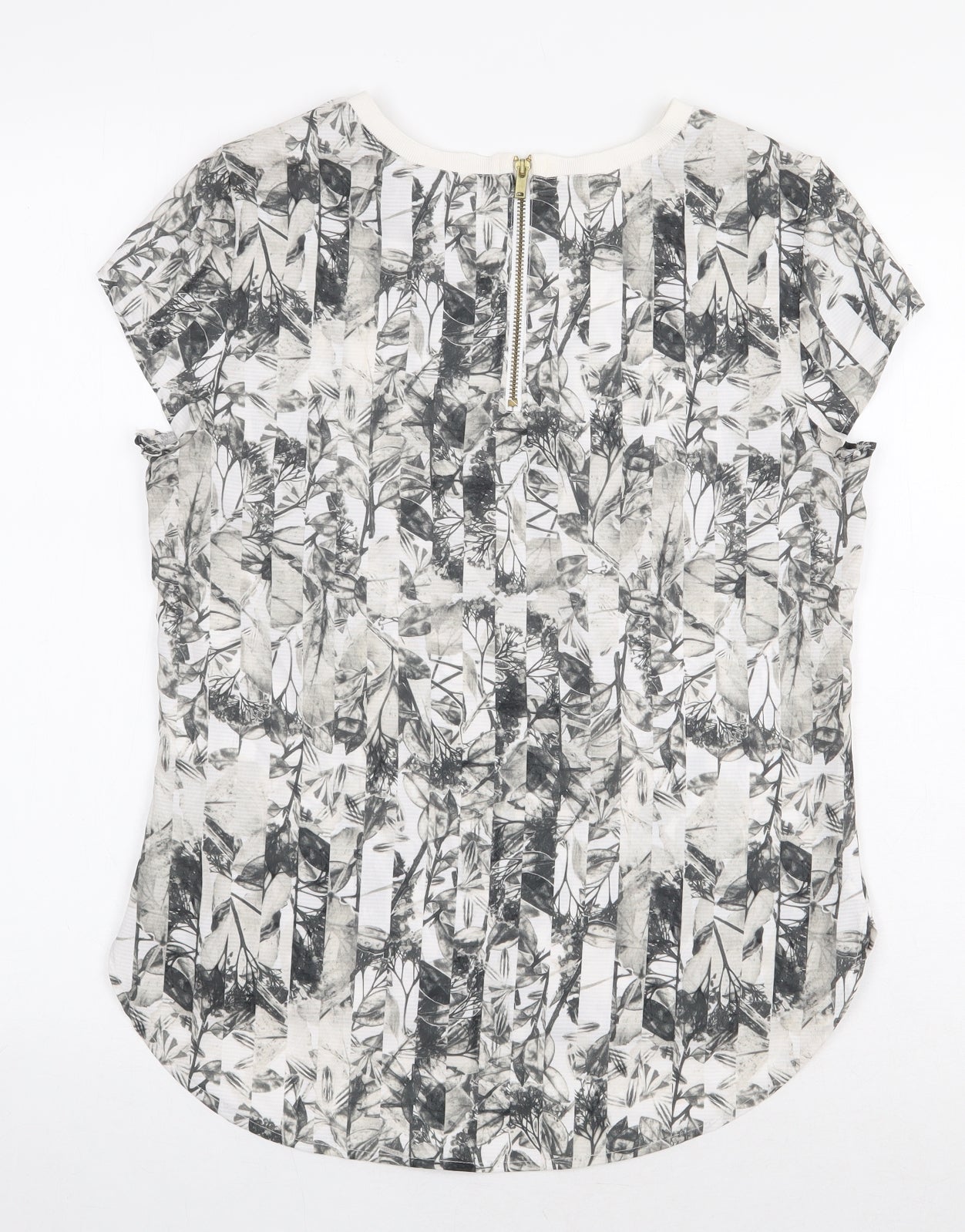 H&M Womens Multicoloured Floral Polyester Basic Blouse Size 8 Scoop Neck