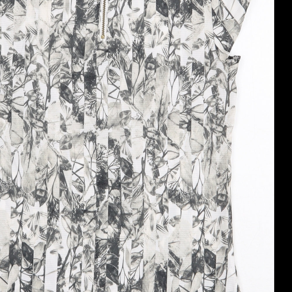 H&M Womens Multicoloured Floral Polyester Basic Blouse Size 8 Scoop Neck