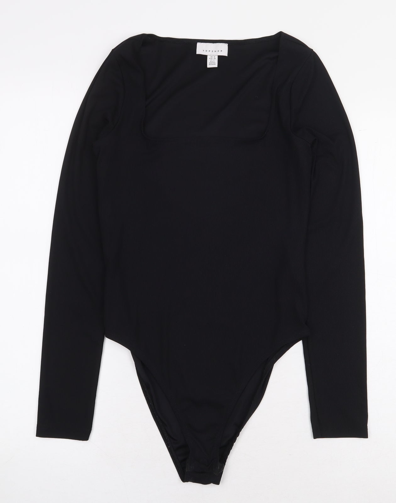 Topshop Womens Black Polyester Bodysuit One-Piece Size 10 Snap - Ribbed