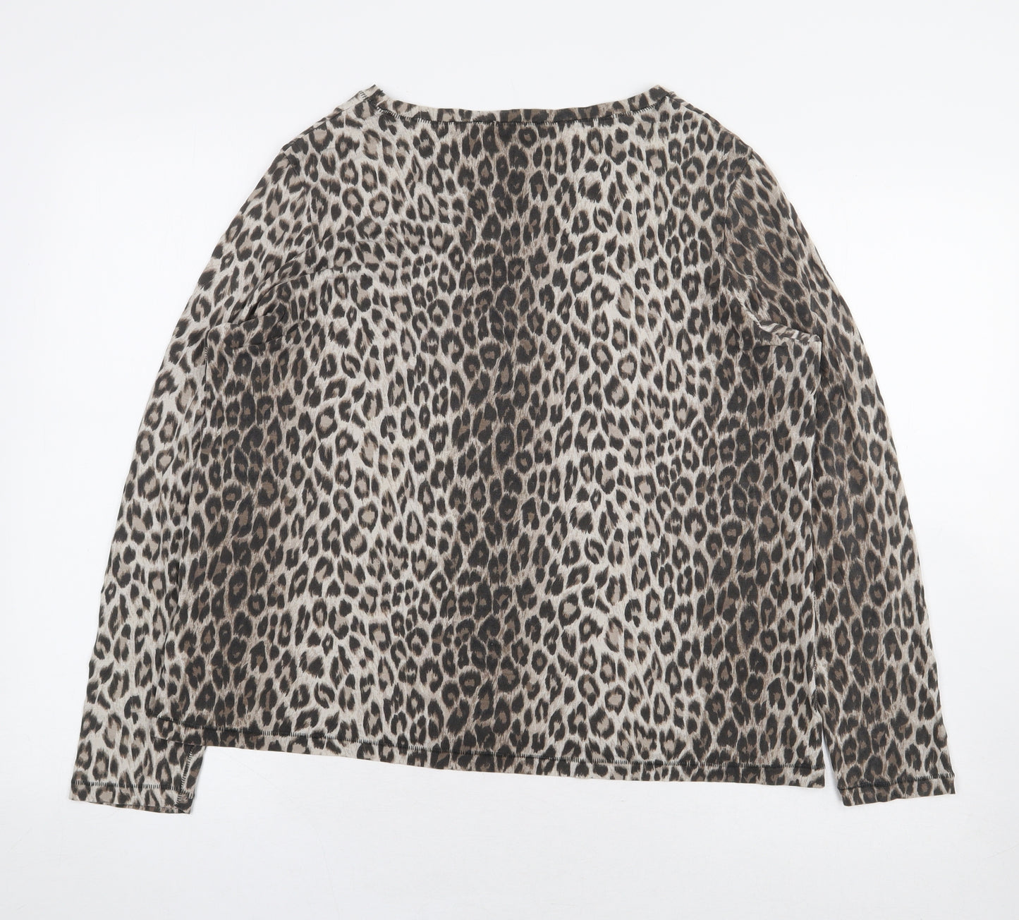 Whistles Womens Multicoloured Animal Print Lyocell Basic T-Shirt Size 16 Scoop Neck - Leopard Print