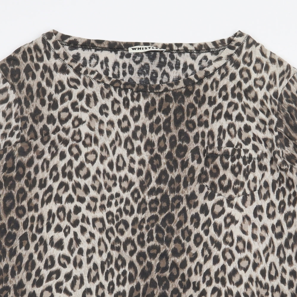 Whistles Womens Multicoloured Animal Print Lyocell Basic T-Shirt Size 16 Scoop Neck - Leopard Print