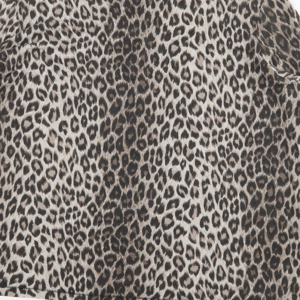 Whistles Womens Multicoloured Animal Print Lyocell Basic T-Shirt Size 16 Scoop Neck - Leopard Print
