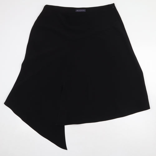 Marks and Spencer Womens Black Polyester A-Line Skirt Size 18 Zip - Asymmetric