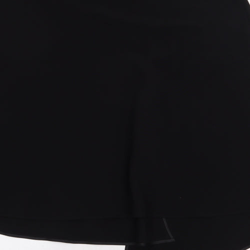 Marks and Spencer Womens Black Polyester A-Line Skirt Size 18 Zip - Asymmetric