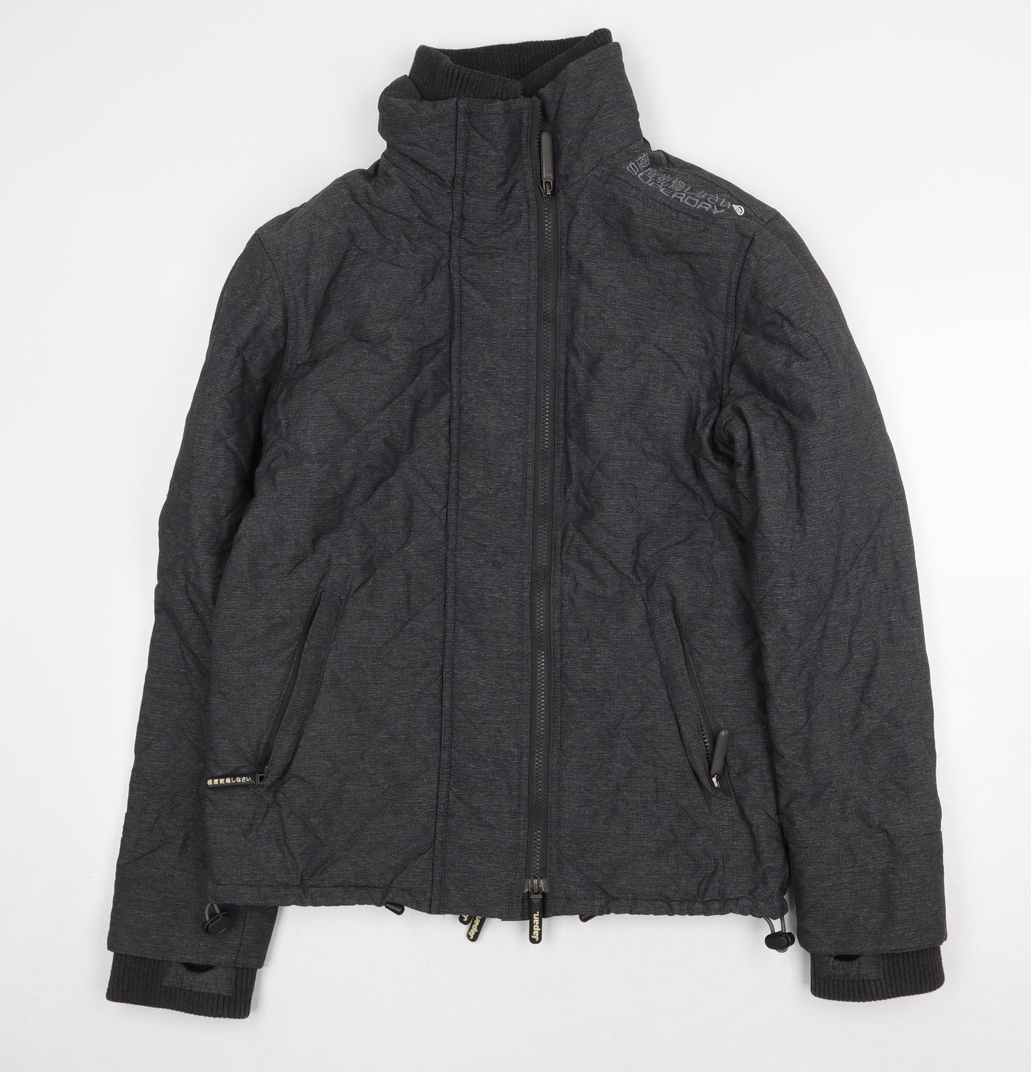 Superdry Mens Grey Rain Coat Coat Size S Zip