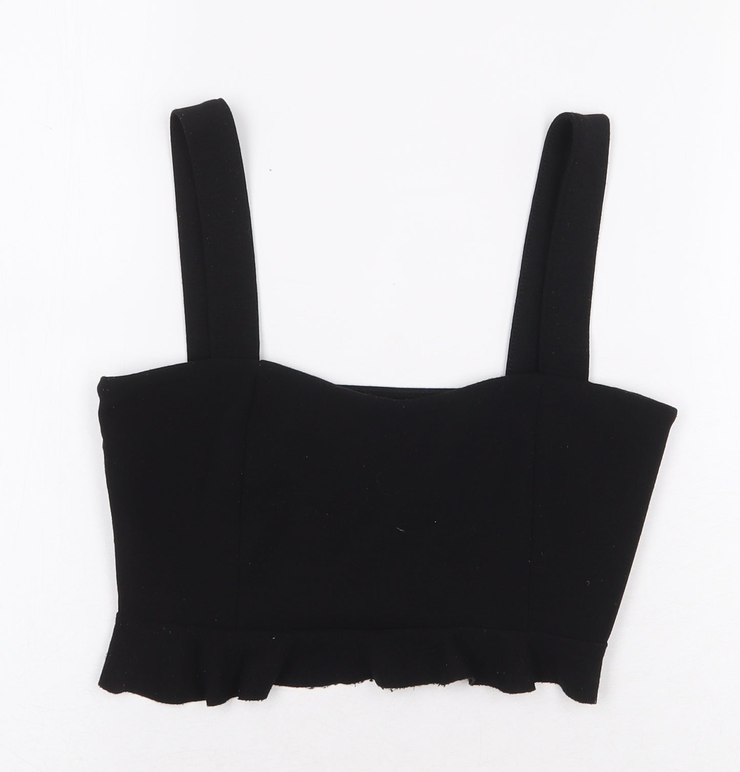 Atmosphere Womens Black Cotton Cropped T-Shirt Size 8 Square Neck