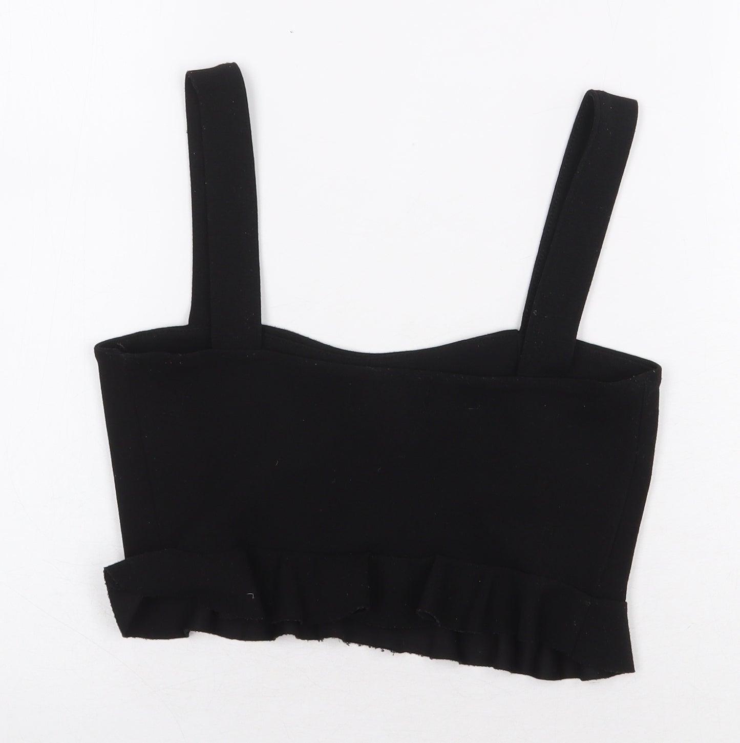 Atmosphere Womens Black Cotton Cropped T-Shirt Size 8 Square Neck