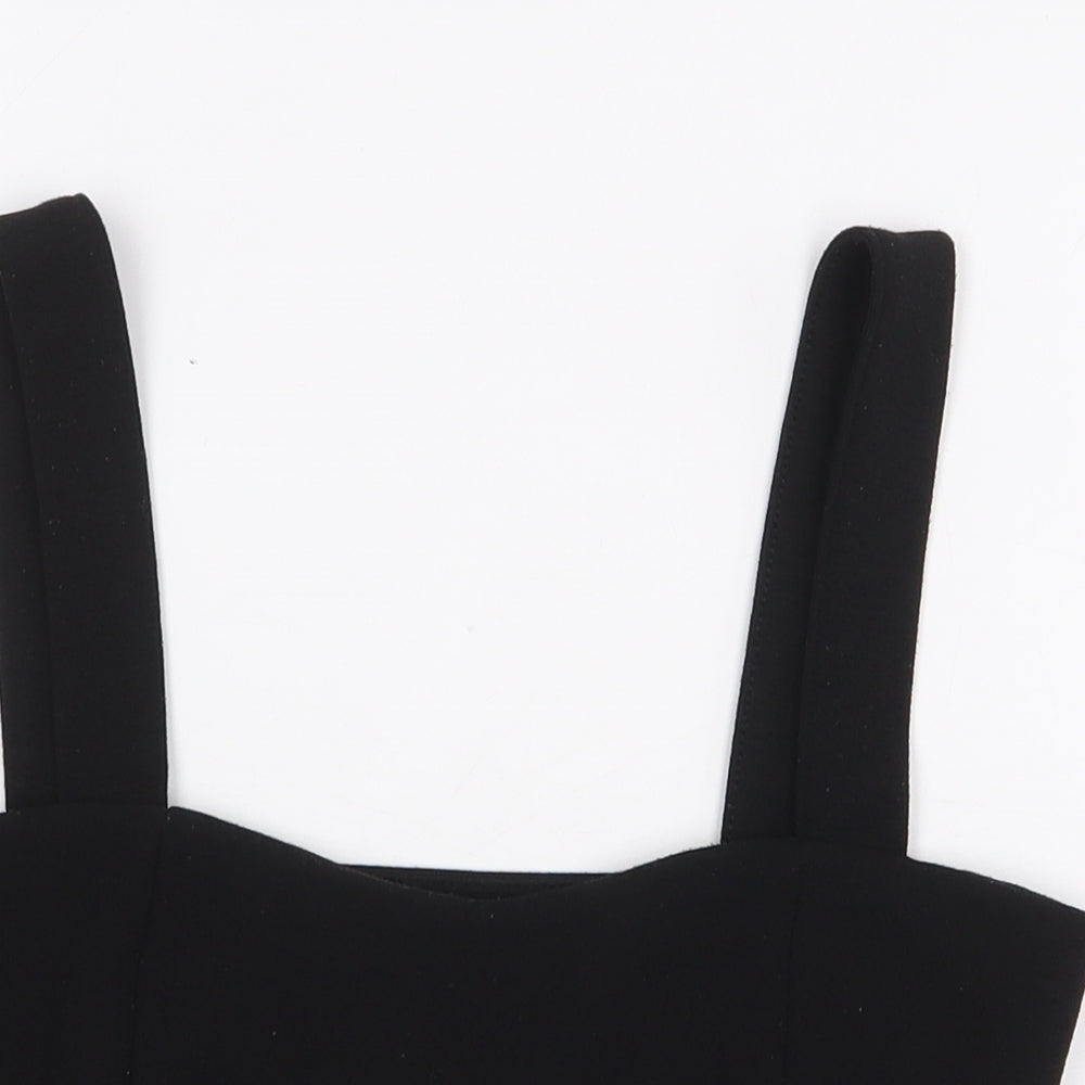 Atmosphere Womens Black Cotton Cropped T-Shirt Size 8 Square Neck