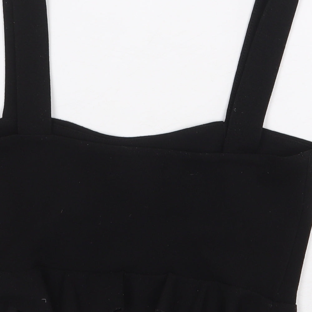 Atmosphere Womens Black Cotton Cropped T-Shirt Size 8 Square Neck