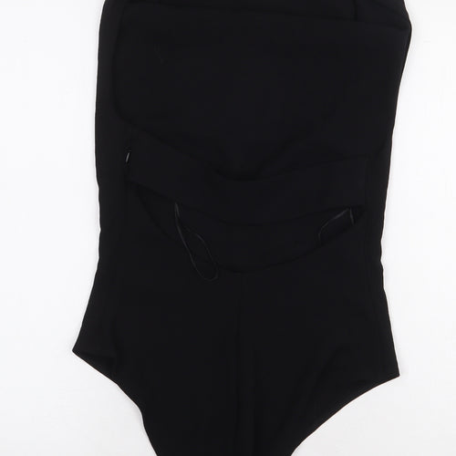 Zara Womens Black Polyester Bodysuit One-Piece Size S Snap - Back Cut Out Detail