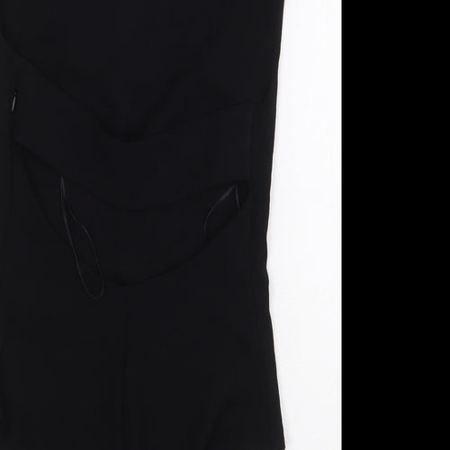 Zara Womens Black Polyester Bodysuit One-Piece Size S Snap - Back Cut Out Detail