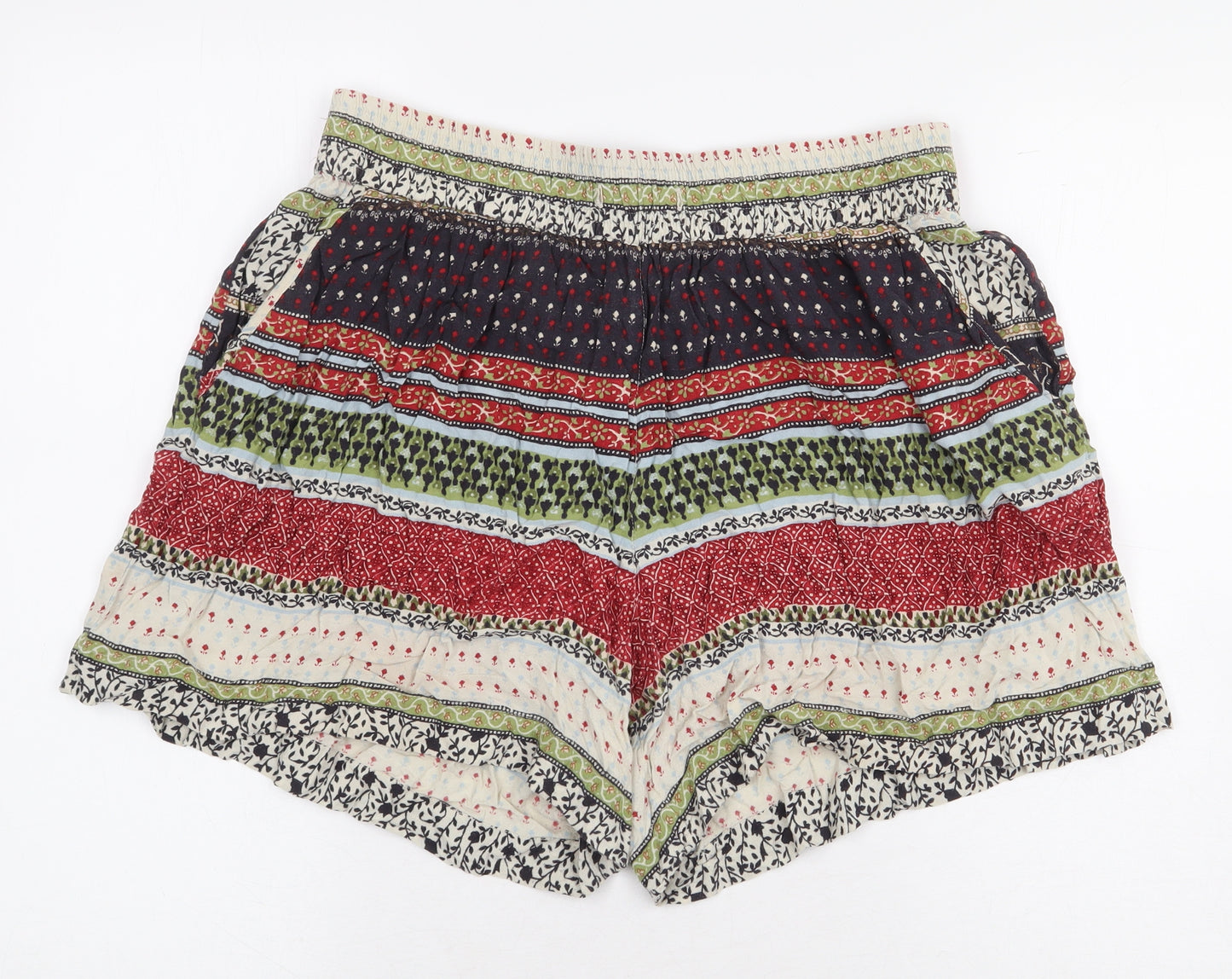 Fat Face Womens Multicoloured Geometric Viscose Mom Shorts Size 12 L5 in Regular